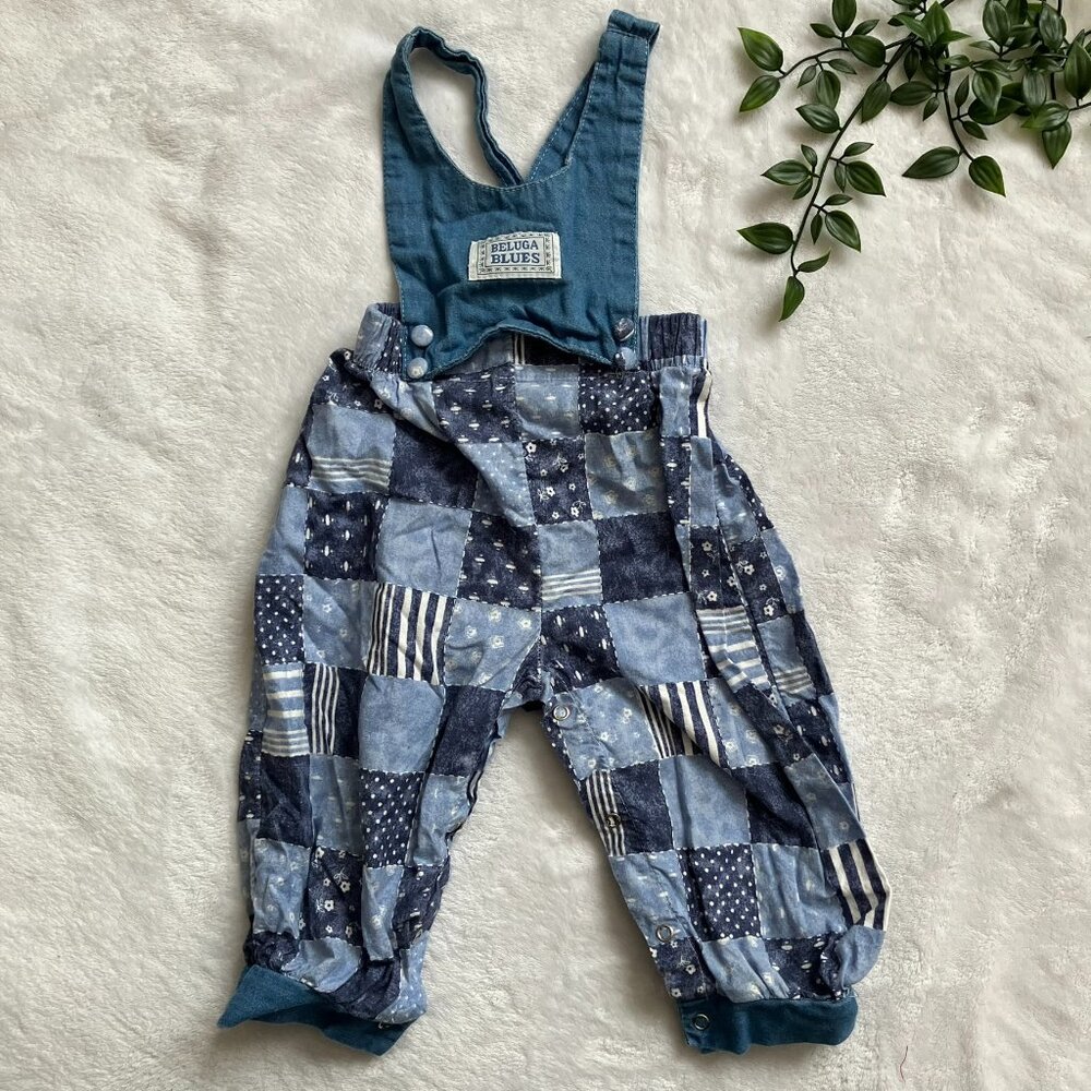 Patchwork Blue Kids Overalls -